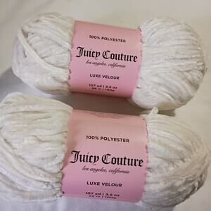 Juicy Couture 2-Pack Yarn ANGEL(white) 100% Poly Luxe Velour 107yd 3.5 oz 5 Gage